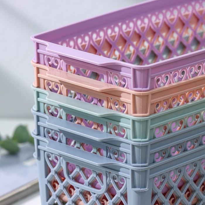 Корзина для хранения «Романо», пластик, 30×13,5×12 см, цвет МИКС Корзина для хранения «Романо», пластик, 30×13,5×12 см, цвет МИКС