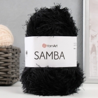 Пряжа "Samba" 100% полиэстер 150м/100гр (02 черный)
