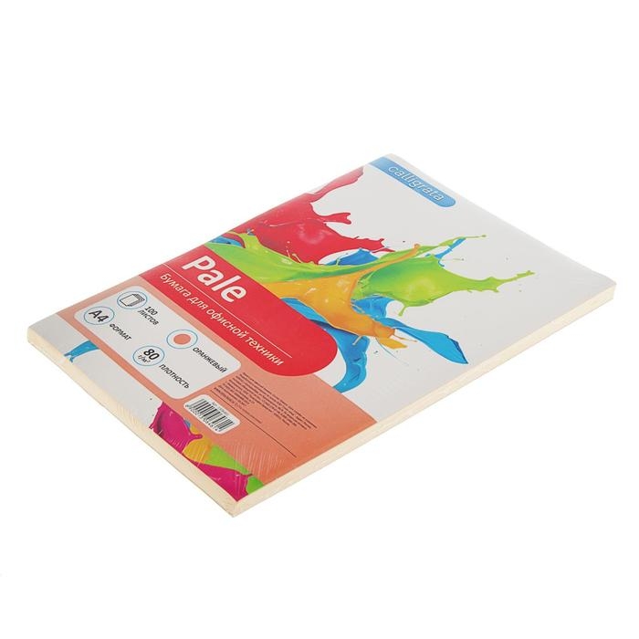 Бумага цветная А4, 100 листов Calligrata Пастель, оранжевая, 80 г/м&sup2;