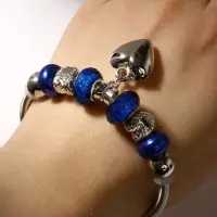 Браслет с шармами &laquo;Ассорти. Сердце&raquo;, d=6.5 см, синий в серебре