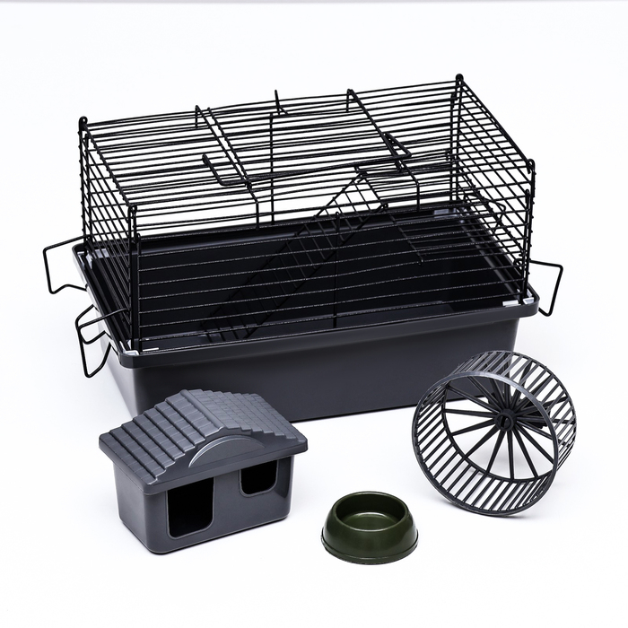 Клетка-мини для грызунов Клетка-мини для грызунов "Пижон" №2, укомплектованная, 27 х 15 х 16 см, серая