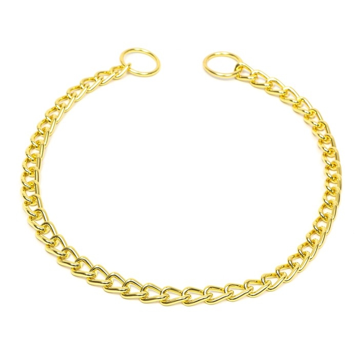 Ошейник - удавка металлический однорядный, 55 см, толщина проволоки 2,5 мм, золотистый Ошейник - удавка металлический однорядный, 55 см, толщина проволоки 2,5 мм, золотистый