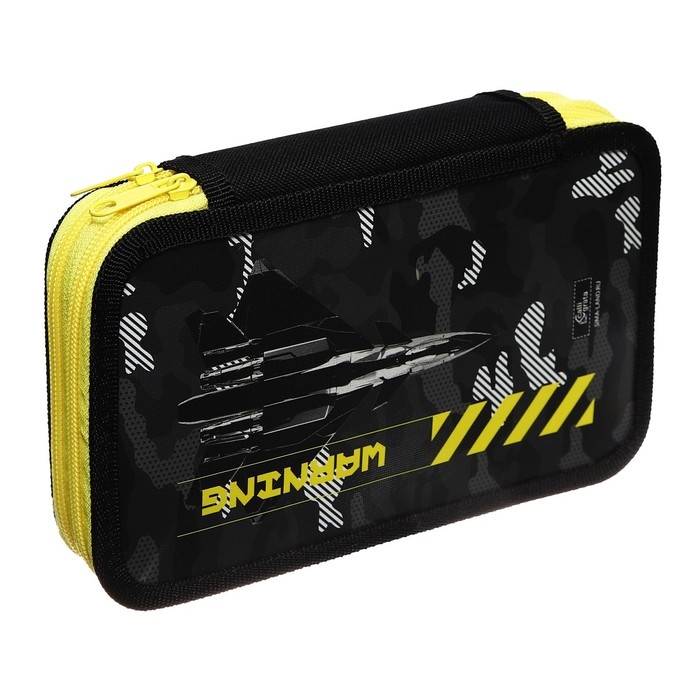 Пенал 2 секции, 125 х 205 мм, с наполнением 23 предмета, Calligrata Пенал 2 секции, 125 х 205 мм, с наполнением 23 предмета, Calligrata "Danger" ламинированный картон, 30П26/2/set