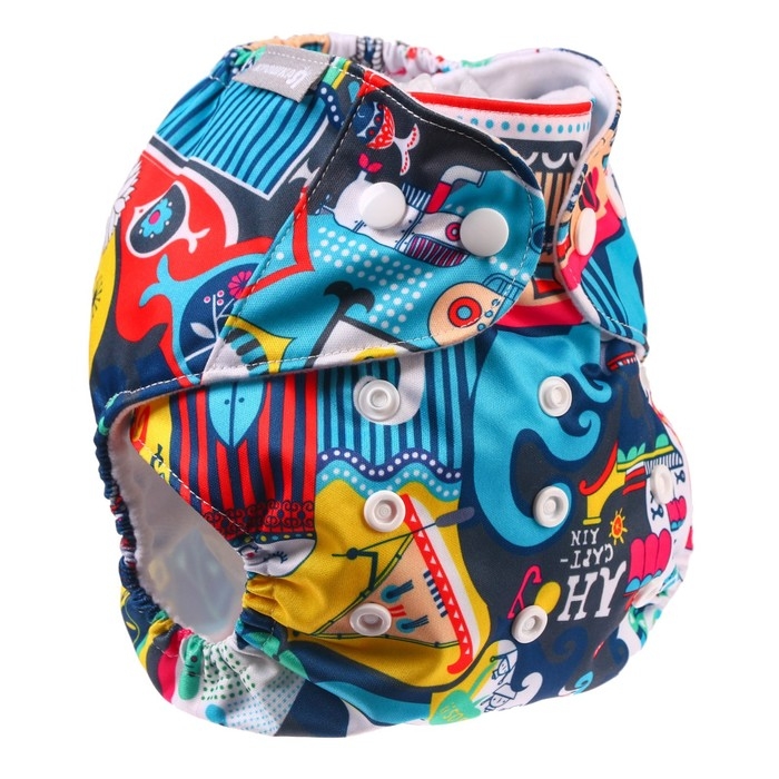 Трусики-подгузник, многоразовый «Океан» на кнопках (S,М,L), Крошка Я