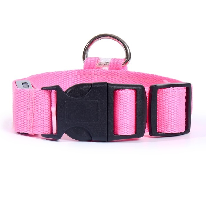 Ошейник с подсветкой размер S, ОШ 35-43 х 2,5 см, 3 режима свечения розовый Ошейник с подсветкой размер S, ОШ 35-43 х 2,5 см, 3 режима свечения розовый