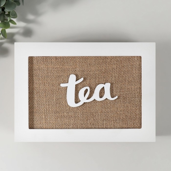 Шкатулка дерево 6 делений  Шкатулка дерево 6 делений "Полевые растения" мешковина 17х24х7 см