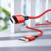 Кабель Borofone BX54, microUSB - USB, 2.4 А, 1 м, нейлоновая оплётка, красный