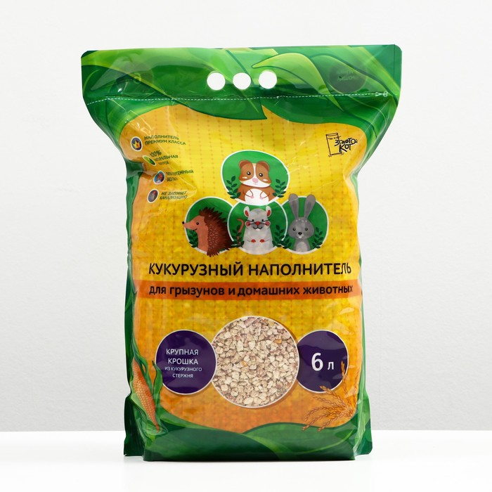 Наполнитель кукурузный Наполнитель кукурузный "Золотой кот", 6 л