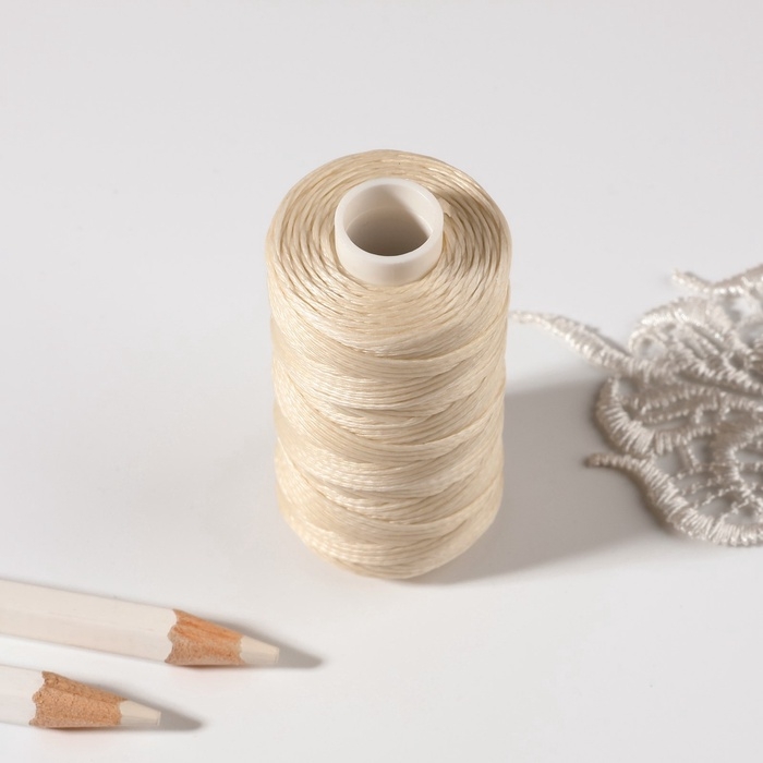 Нитки вощёные, плоские, 210D/16, 1 мм, 50 ± 2 м, цвет молочный Нитки вощёные, плоские, 210D/16, 1 мм, 50 ± 2 м, цвет молочный