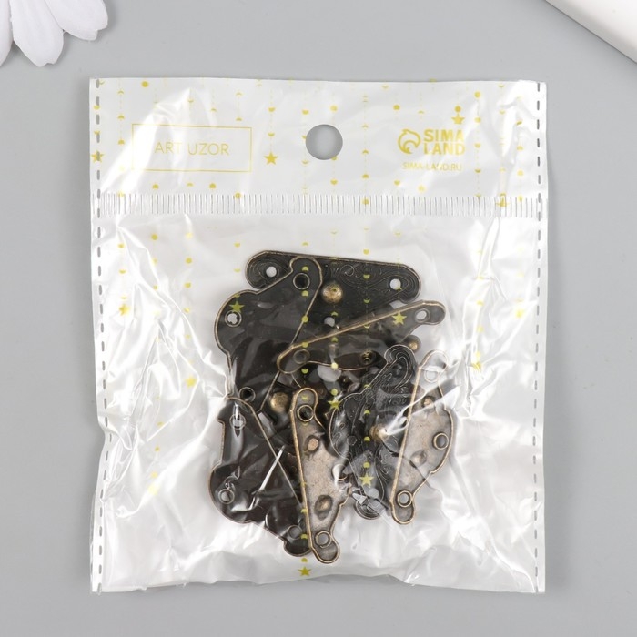 Замок металл для шкатулки Замок металл для шкатулки "Старинный" набор 4 шт 3,8х2,8х0,5 см