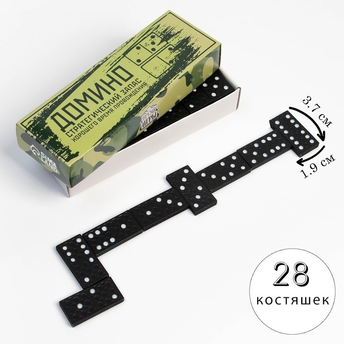 Домино Время Игры  Домино Время Игры "Стратегический запас", костяшка 3.7 х 1.9 см, 14.7 х 5 х 2.7 см