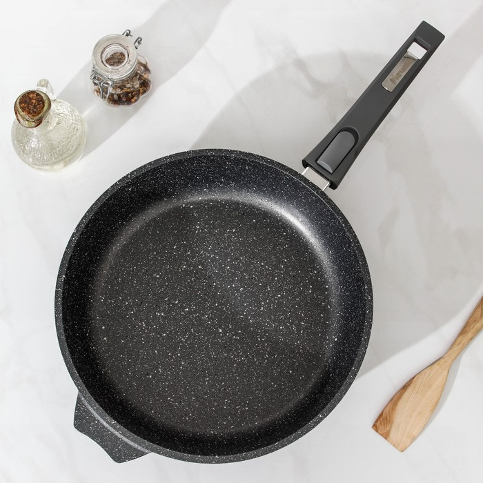 Сковорода «Гранит», d=28 см, съёмная ручка, антипригарное покрытие, цвет серый Сковорода «Гранит», d=28 см, съёмная ручка, антипригарное покрытие, цвет серый