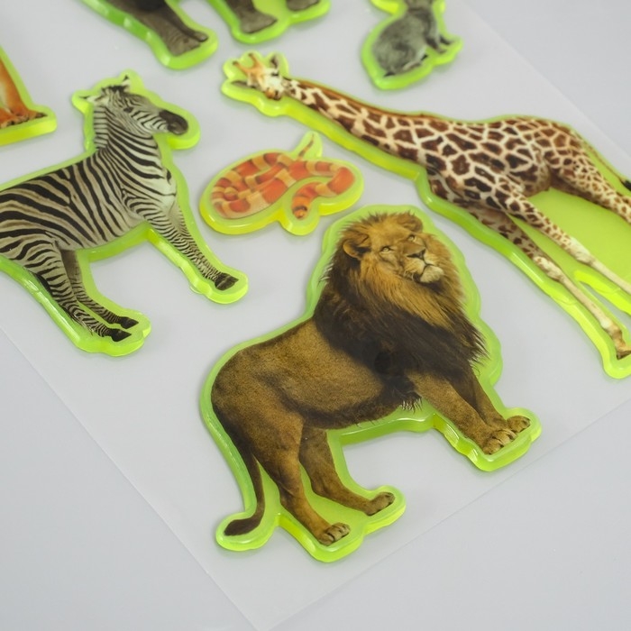 Наклейка силикон на стекло фосфорная Наклейка силикон на стекло фосфорная "Звери Африки" 20х16 см