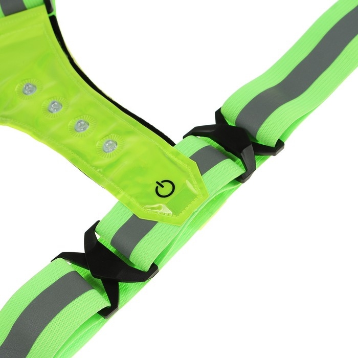 Жилет сигнальный, светоотражающий с регулируемым размером, салатовый, LED сигнал, 4 режима Жилет сигнальный, светоотражающий с регулируемым размером, салатовый, LED сигнал, 4 режима