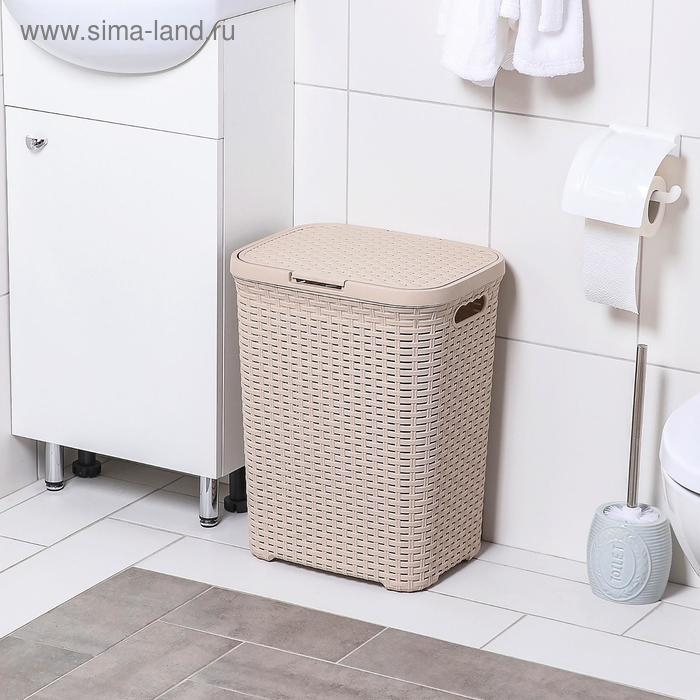 Корзина бельевая с крышкой «Ротанг», 40 л, 37×29,5×48 см, цвет латте Корзина бельевая с крышкой «Ротанг», 40 л, 37×29,5×48 см, цвет латте