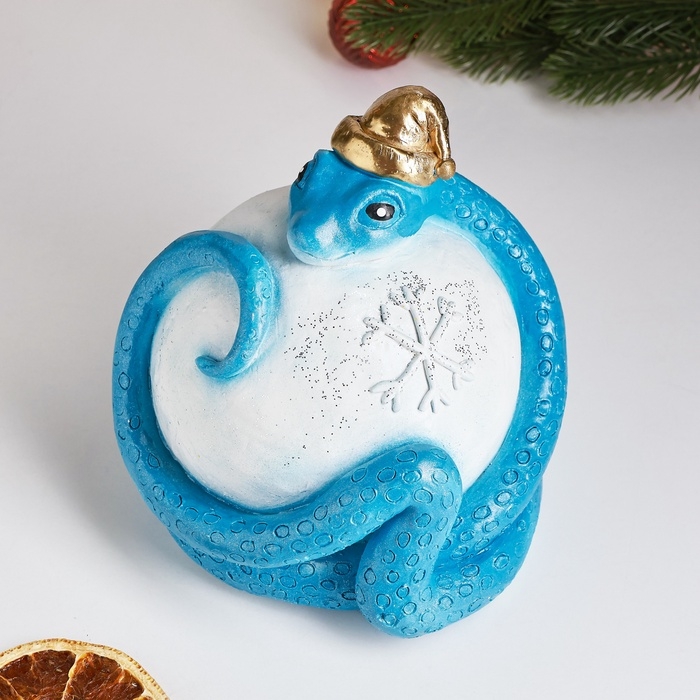 Новый год. Символ 2025. Копилка Новый год. Символ 2025. Копилка "Змея с шаром" 16х16х15см, синяя