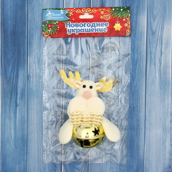 Мягкая подвеска Мягкая подвеска "Олень в шарике" 4х8 см, золото