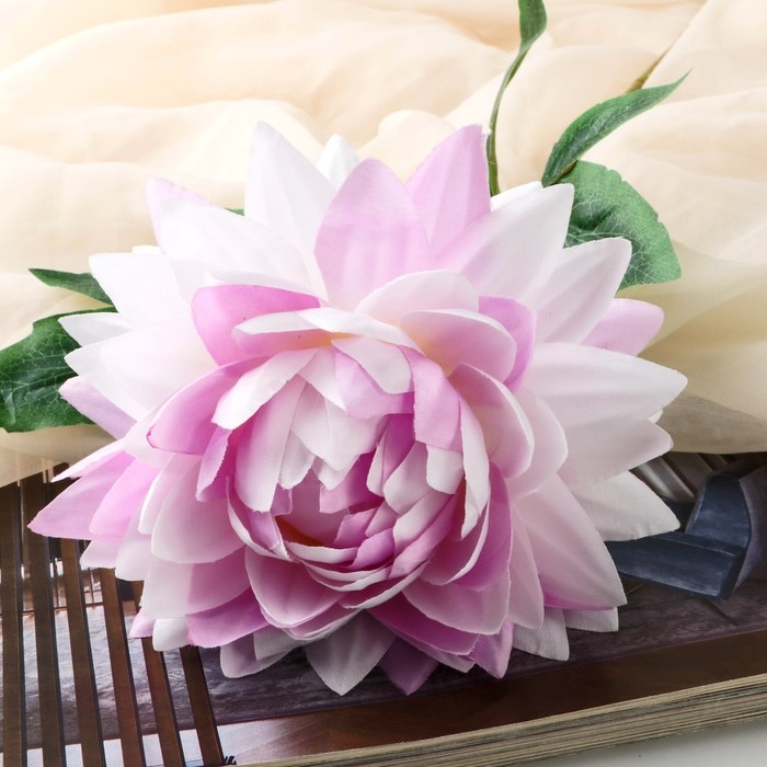 Цветы искусственные "Бегония" премиум, 14х60 см, сиренево-белый