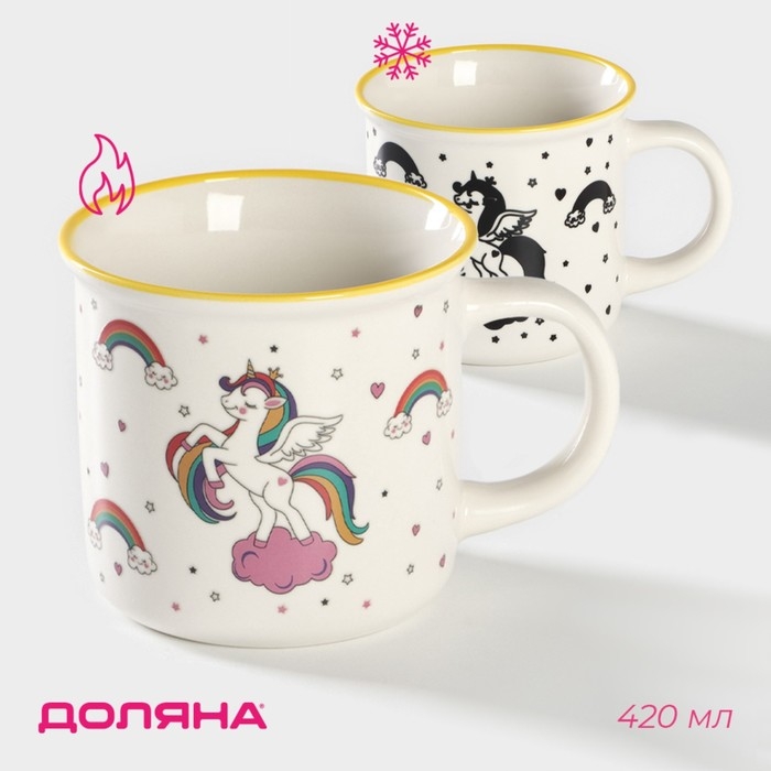 Кружка-хамелеон фарфоровая Доляна «Единорог», 420 мл Кружка-хамелеон фарфоровая Доляна «Единорог», 420 мл