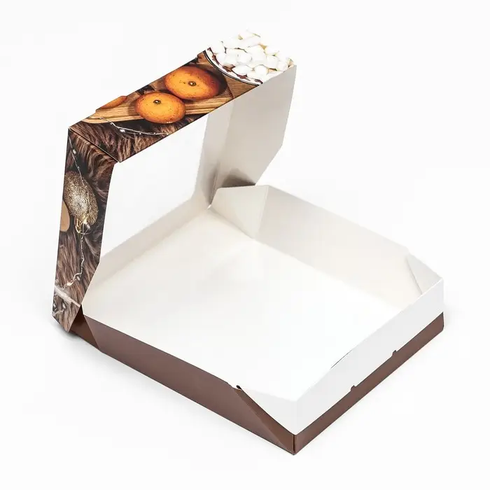 Коробка подарочная новогодняя складная с окном «Фрукты», 15×15×4 см Коробка подарочная новогодняя складная с окном «Фрукты», 15×15×4 см