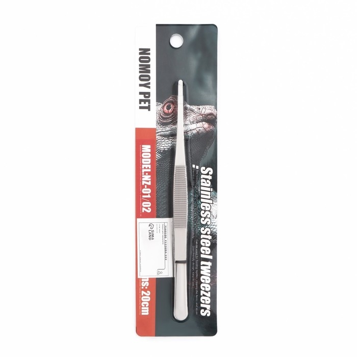 Пинцет для террариума NomoyPet из нержавеющей стали, прямой, 20 см Пинцет для террариума NomoyPet из нержавеющей стали, прямой, 20 см