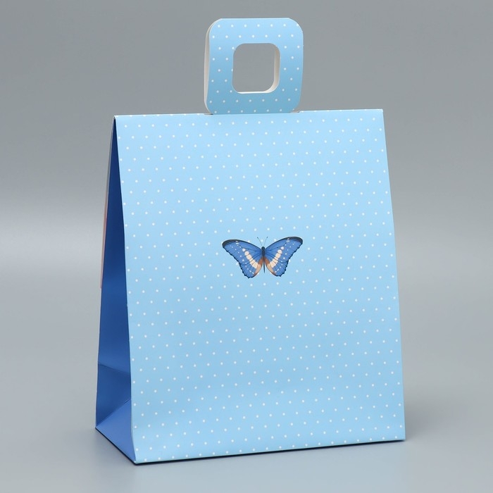 Пакет подарочный с формовым клапаном, упаковка, &laquo;Цветы&raquo;, 23 х 27 х 11.5 см