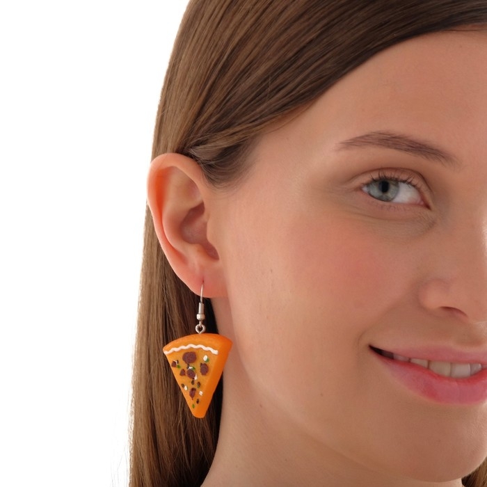 Серьги пластик «Вкусности» пицца, цвет оранжево-красный Серьги пластик «Вкусности» пицца, цвет оранжево-красный