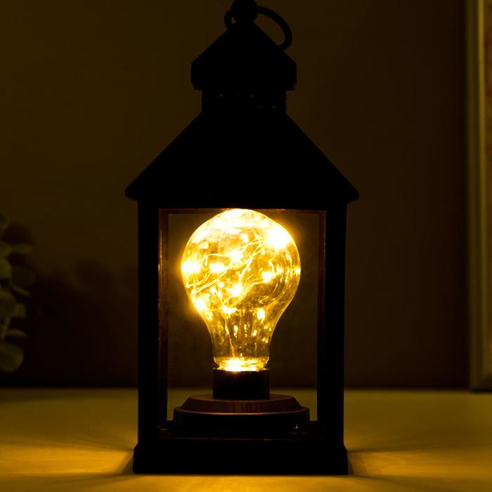 Ночник Ночник "Фонарь 3" LED от батареек 3хААА черный 10,5х10,5х21,5 см RISALUX