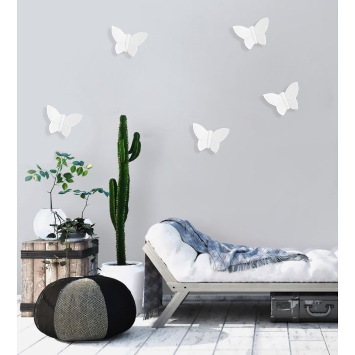 Декор настенный Декор настенный "Бабочки" 7,5 x 10,5 см, белый , (набор 5 шт)