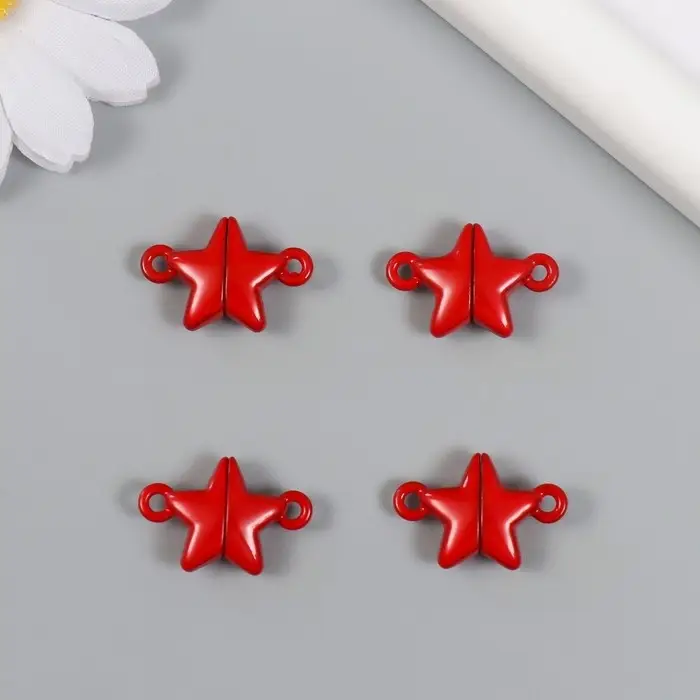 Замок магнитный металл  Замок магнитный металл "Звёздочка" красный 2,2х1,5х0,6 см (набор 2 половинки)