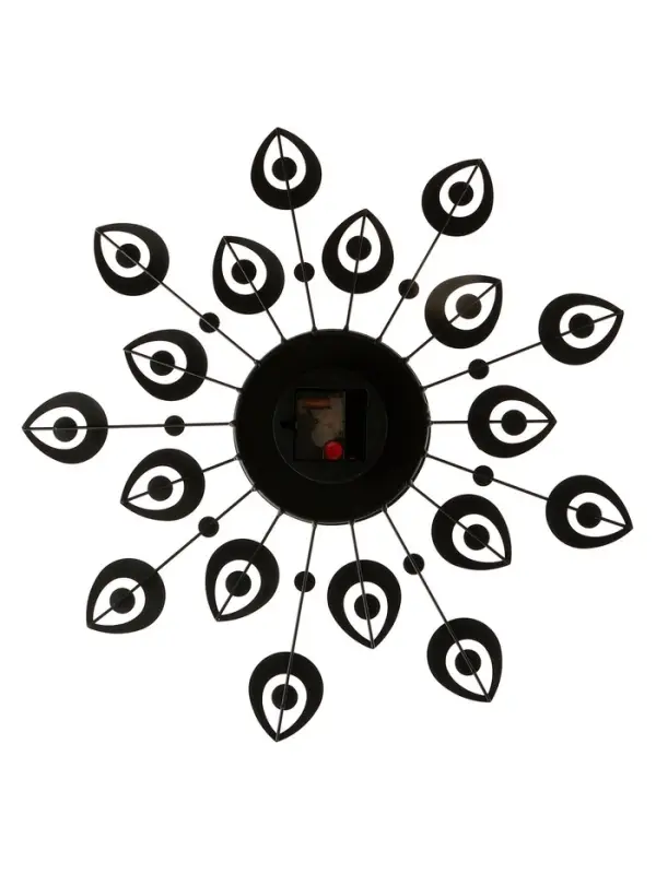 Часы настенные интерьерные &laquo;Чёрные лепестки&raquo;, серия: Ажур, бесшумные, плавный ход, 47&times;47 см, d=15 см, от батарейки 1&times;АА