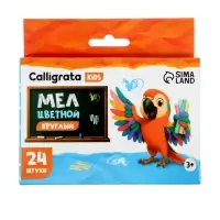 Мел школьный цветной Calligrata kids, 6 цветов, набор 24 штуки, круглый