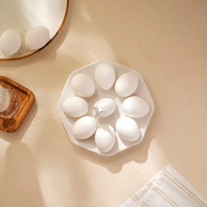 Подставка для яиц SL Home &laquo;Пасхальные кролики&raquo;, 19&times;9 см, 8 ячеек, доломит, белая