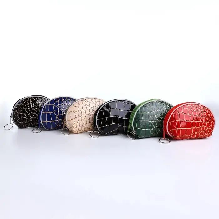 Кошелёк-монетница на молнии, 12&times;3.5&times;8.5 см, с тиснением, МИКС