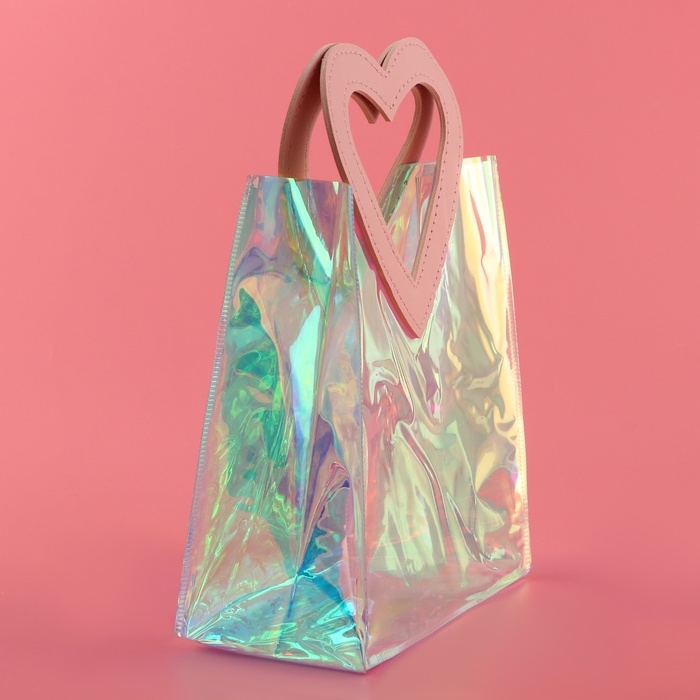 Пакет подарочный из ПВХ, розовый, ирридисцентный, 20 х 18 х 10 см Пакет подарочный из ПВХ, розовый, ирридисцентный, 20 х 18 х 10 см