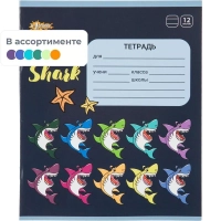 Тетрадь школьная А5 12л №1School Shark линия,скреп, ВД-лак,10шт/уп, в асс