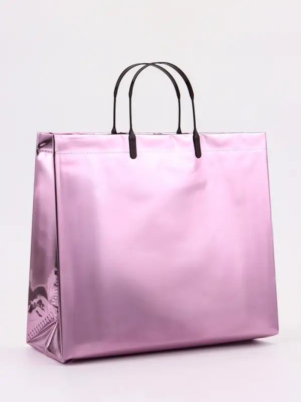 Пакет подарочный ПВХ, голография, розовый, пластиковая ручка, 32&times;28&times;11 см