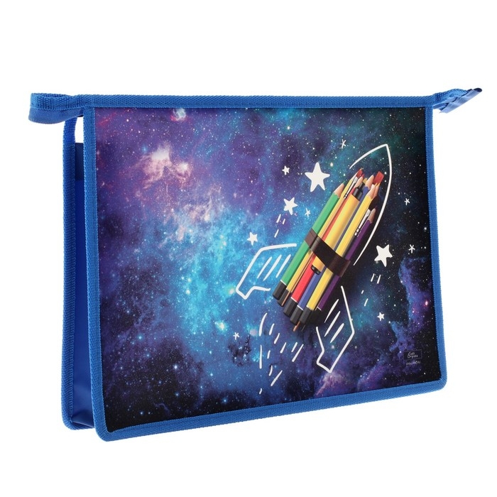 Папка для тетрадей А4, 325 х 230 х 55 мм, молния сверху, пластиковая, ПМ-А4-29 Calligrata Папка для тетрадей А4, 325 х 230 х 55 мм, молния сверху, пластиковая, ПМ-А4-29 Calligrata "Ракета"