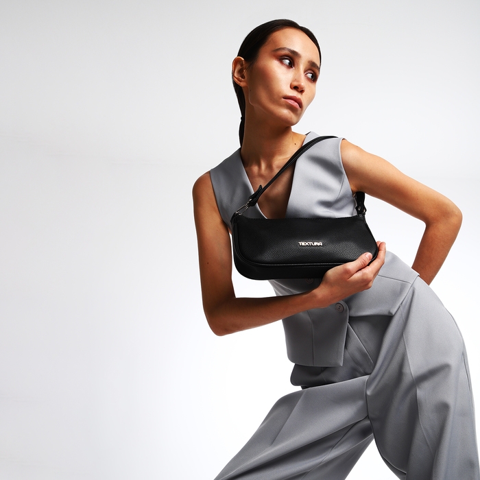 Сумка женская TEXTURA, багет, маленький размер, цвет чёрный Сумка женская TEXTURA, багет, маленький размер, цвет чёрный