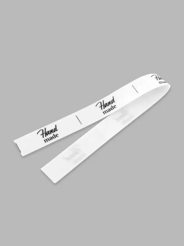 Нашивки на ленте Hand made, 5&times;1.5 см, белые, чёрные