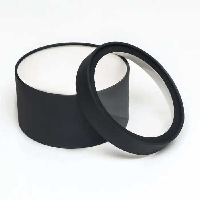 Подарочная коробка круглая, чёрная, завальцованная с окном, 18&times;10 см