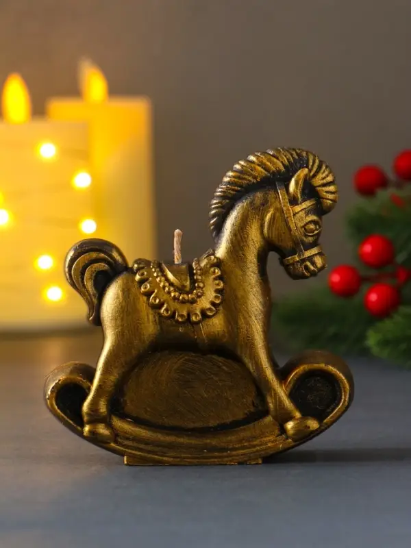 Декоративная свеча "Лошадка-качалка" (бронза), 96*35*100