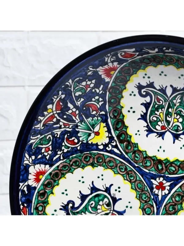 Ляган узбекский Риштанская Керамика &laquo;Узоры&raquo;, d=33 см, глубокий, синий