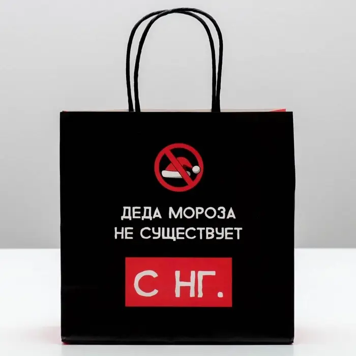 Пакет подарочный новогодний &laquo;Деда мороза не существует&raquo;, 22&times;22&times;11 см