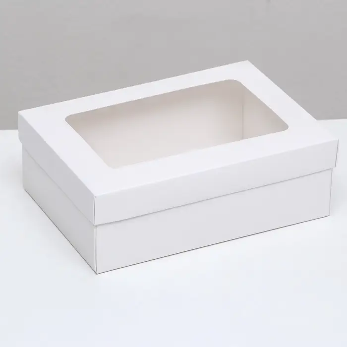 Коробка подарочная складная, упаковка, крышка - дно, с окном, белая, 24&times;17&times;8 см
