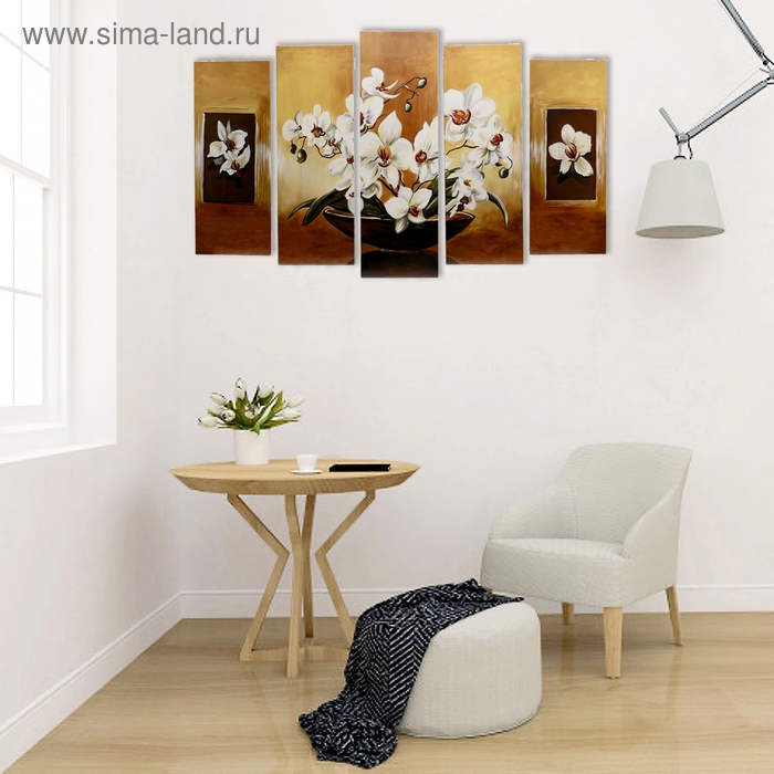 Модульная картина на подрамнике  Модульная картина на подрамнике "Цветы в чаше"  2-25*63; 2-25*71; 1-25*80: 125х80