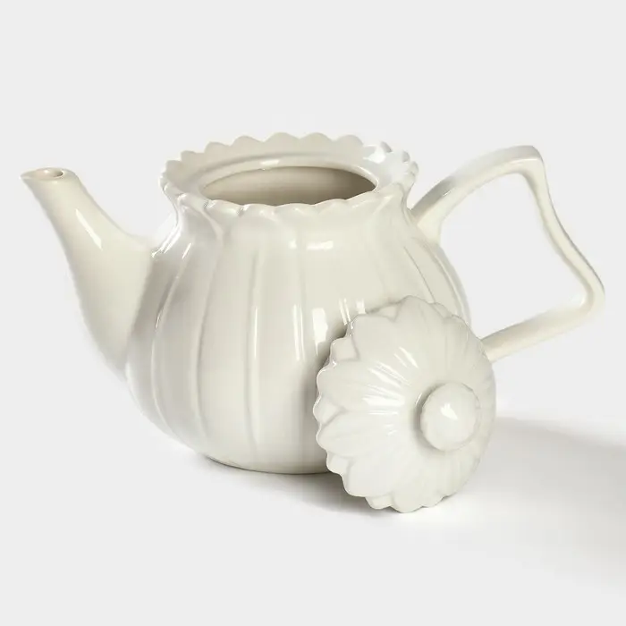 Заварочный чайник BellaTenero &laquo;Тюльпан&raquo;, 700 мл, с подогревом, бамбуковая подставка, фарфор, белый