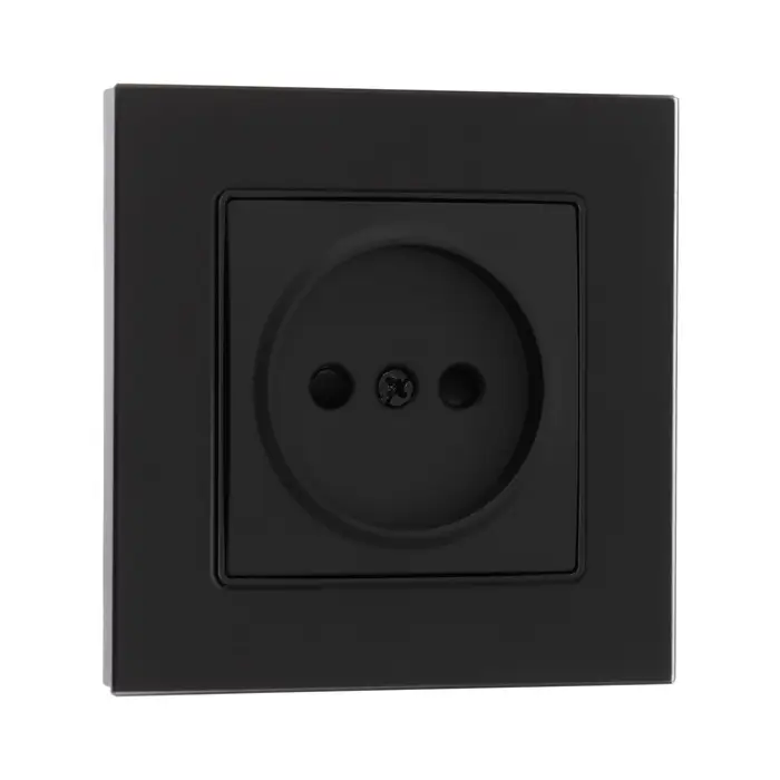 Розетка TOT Matte Glass, 10 А, стекло, скрытая, одноместная, без заземления, чёрная