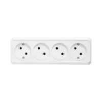 Розетка четырехместная TANGO, 16 А, 250 В, IP 20, без заземления, огнеупорный ABS-пластик, белая 109