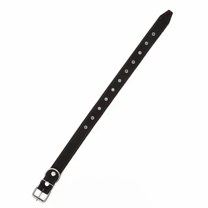 Ошейник комбинированный, безразмерный, 70&times;3.5 см, ОШ 25-60 см, кожа, брезент, чёрный